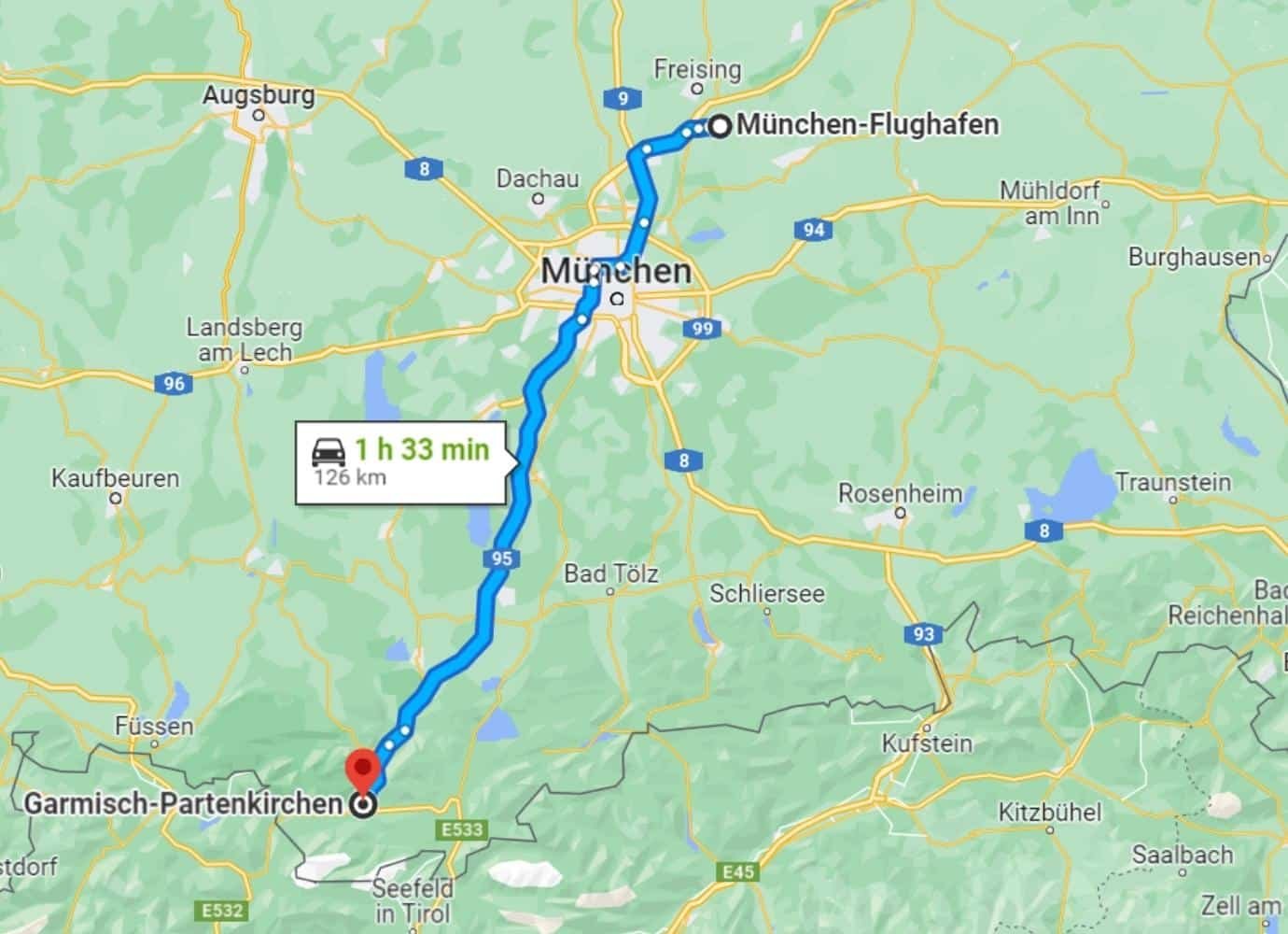 Flughafen Skigebiet Garmisch