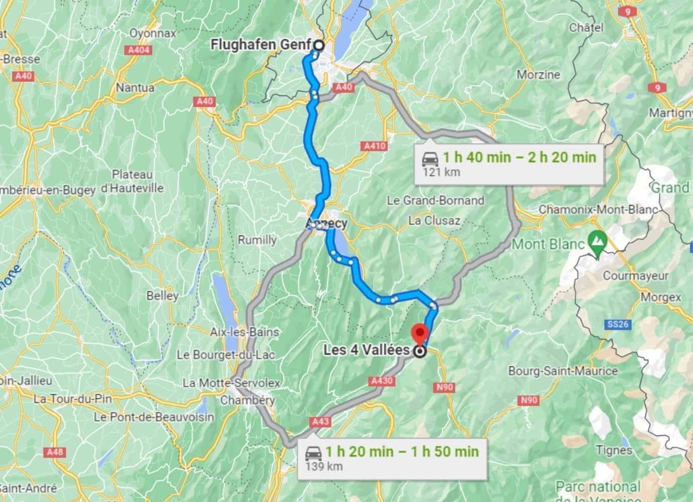 Flughafen Skigebiet Les 4 Vallées_