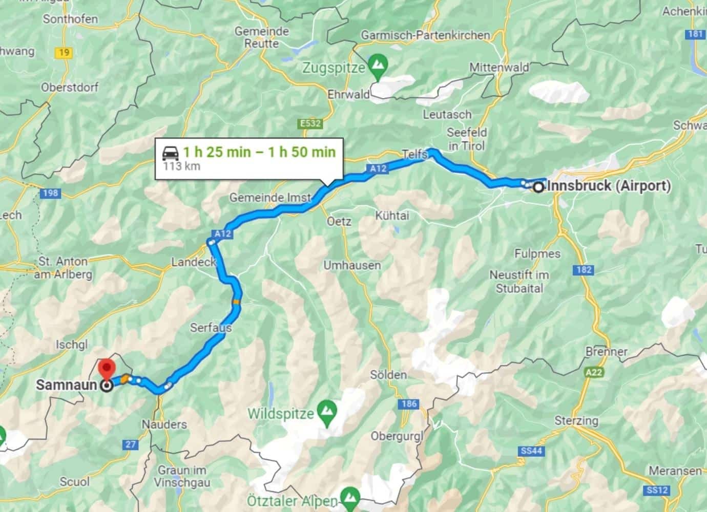 Flughafen Skigebiet Samnaun