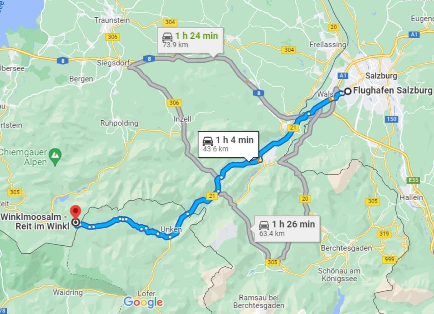 Flughafen Skigebiet Winklmoosalm