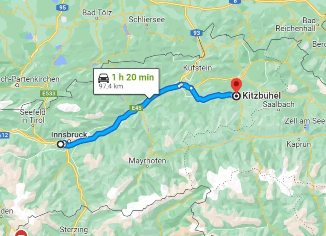 flughafen skigebiet kitzbühel