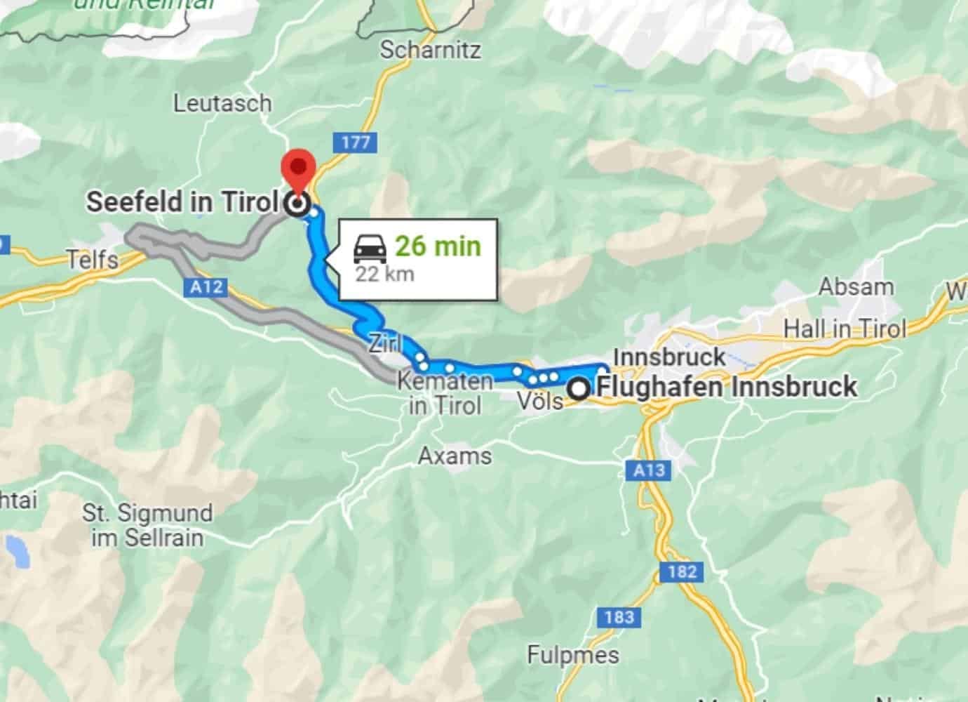 flughafen skigebiet seefeld